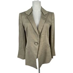 Giorgio Armani Linen Silk Blend Blazer Tan Single Button Italian Corpcore  Sz 42